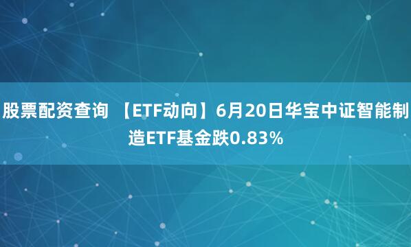 股票配资查询 【ETF动向】6月20日华宝中证智能制造ETF基金跌0.83%