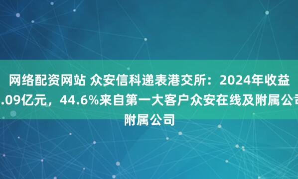 网络配资网站 众安信科递表港交所：2024年收益3.09亿元，44.6%来自第一大客户众安在线及附属公司
